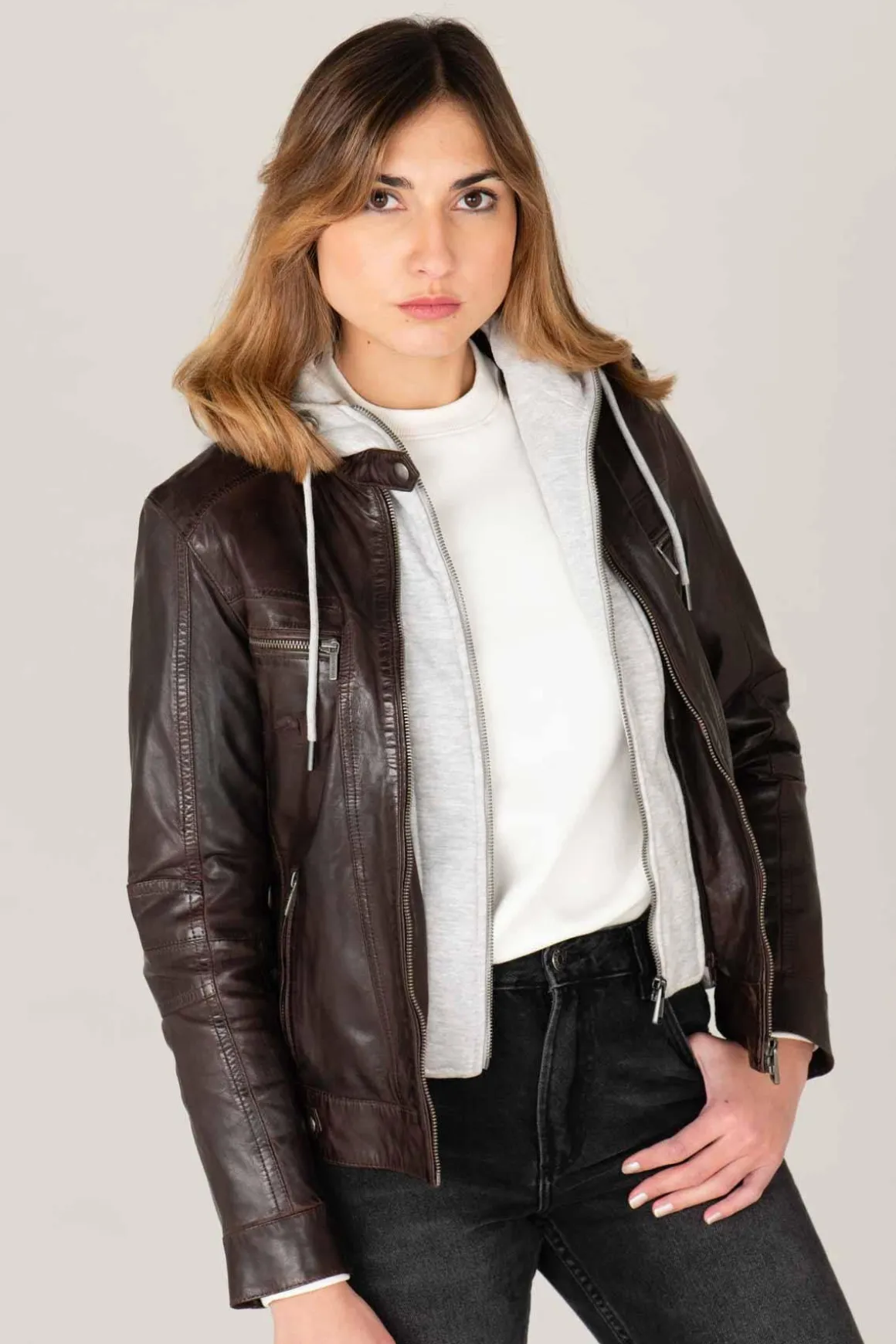 Blouson Femme Rose Garden Silene Hood Sheep Aosta Reddish Brown