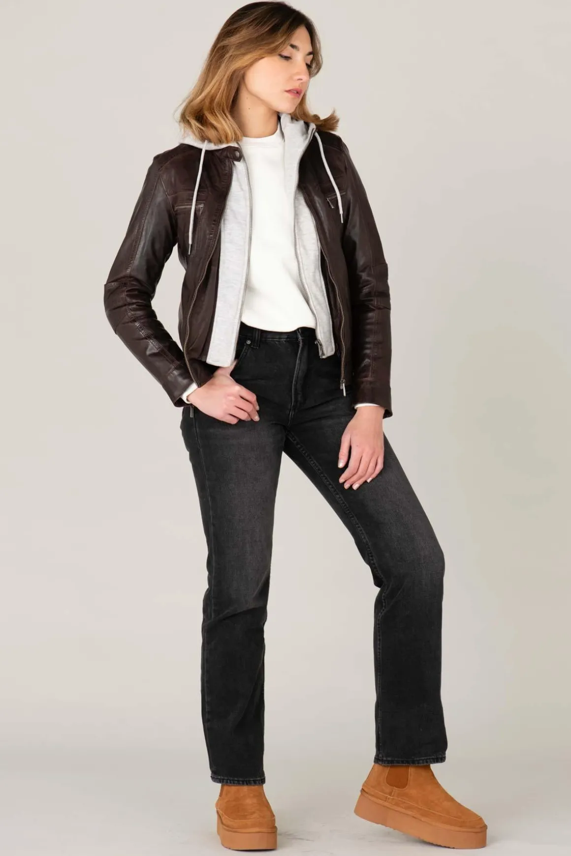 Blouson Femme Rose Garden Silene Hood Sheep Aosta Reddish Brown