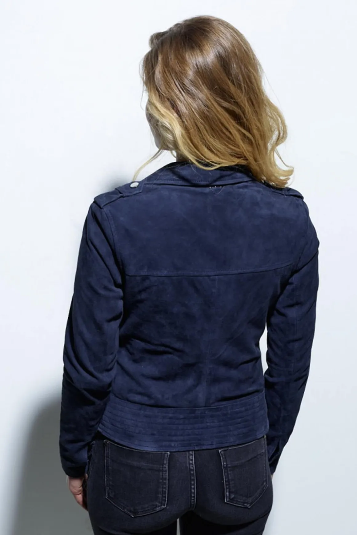 Blouson Femme Rose Garden Vela Goat Suede Navy Blue