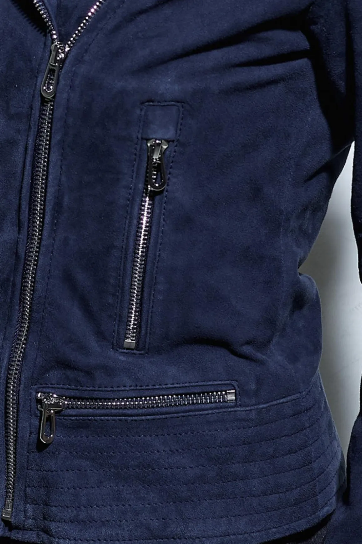 Blouson Femme Rose Garden Vela Goat Suede Navy Blue