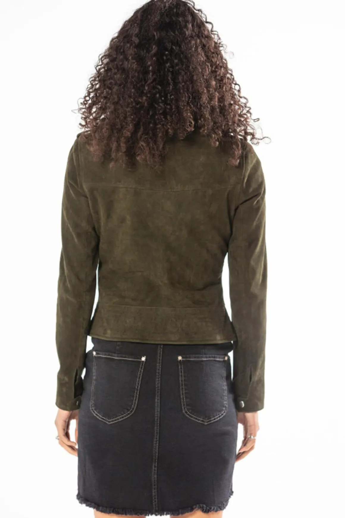 Blouson Femme Rose Garden Vela Goat Suede Khaki