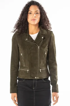 Blouson Femme Rose Garden Vela Goat Suede Khaki