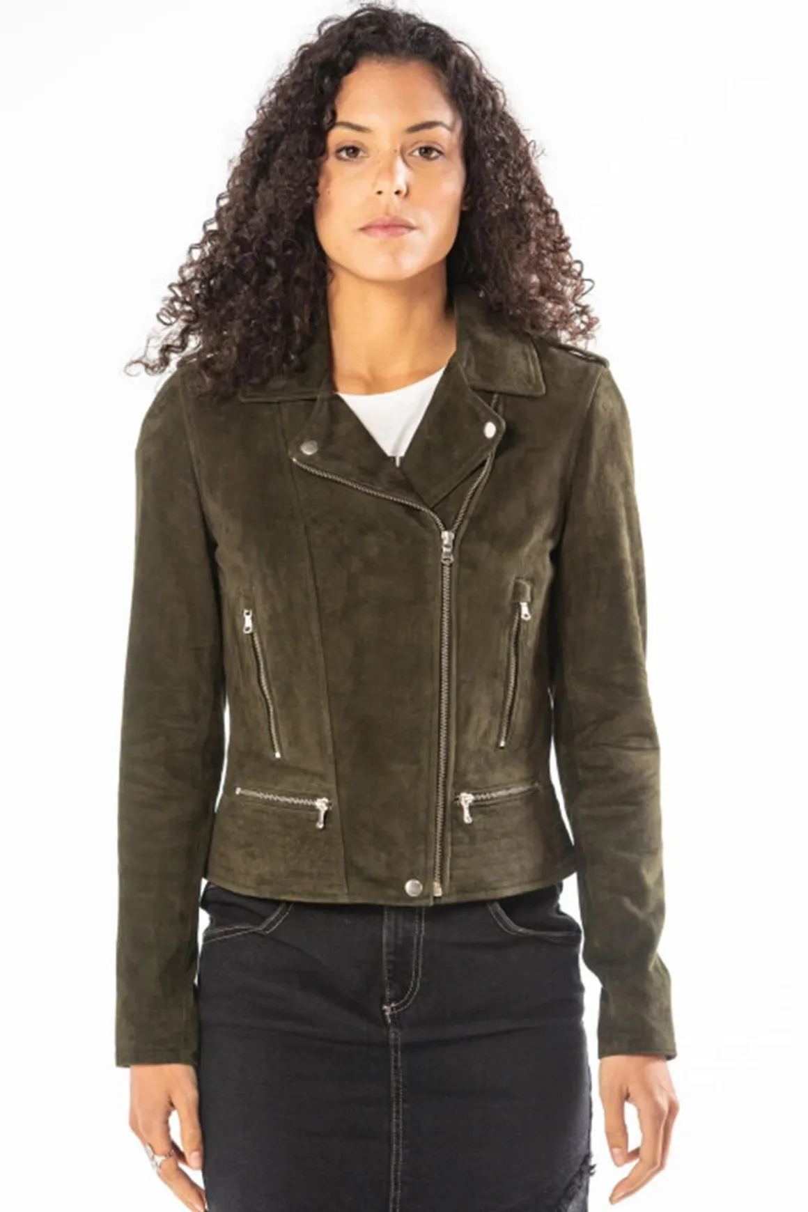 Blouson Femme Rose Garden Vela Goat Suede Khaki