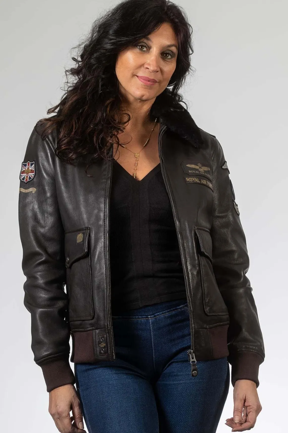 Blouson Femme Royal Air Force Molly Dark Brown