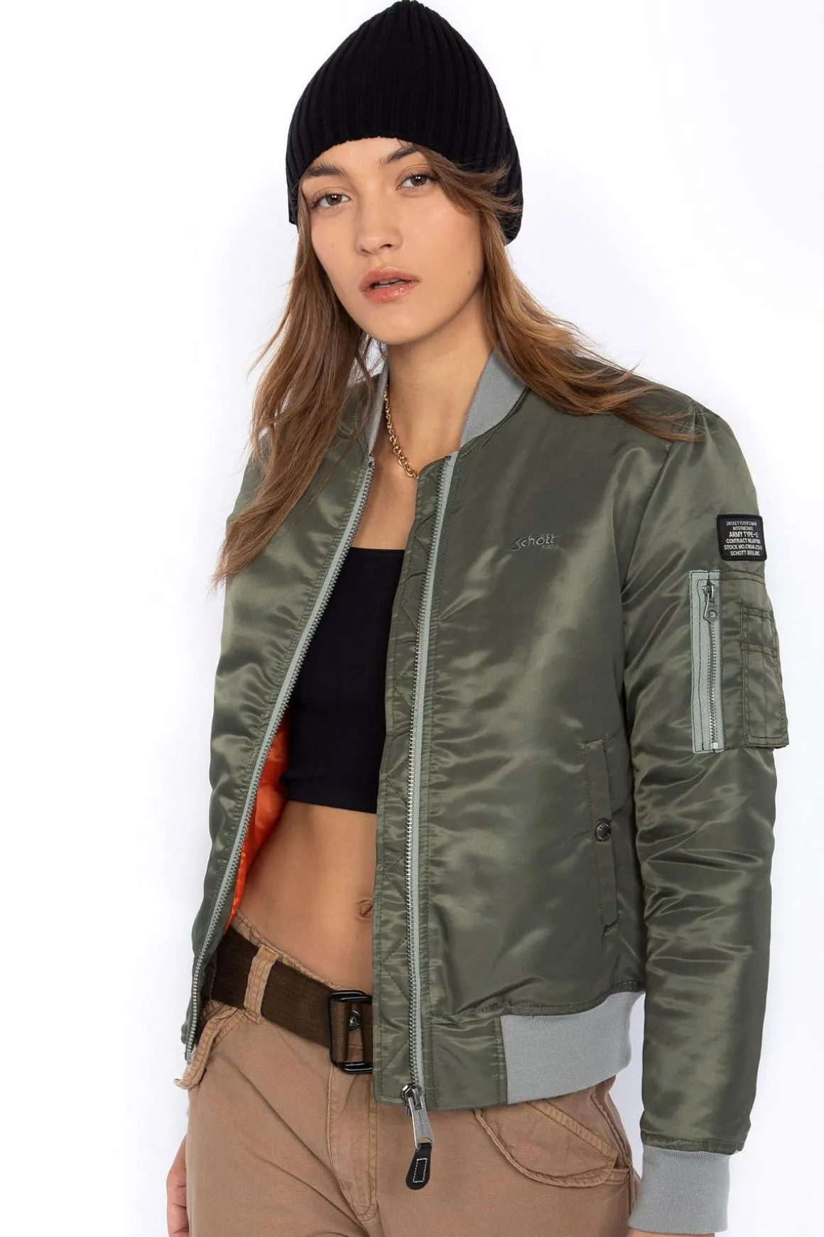 Blouson Femme Schott Airforcewrs Sage Kaki