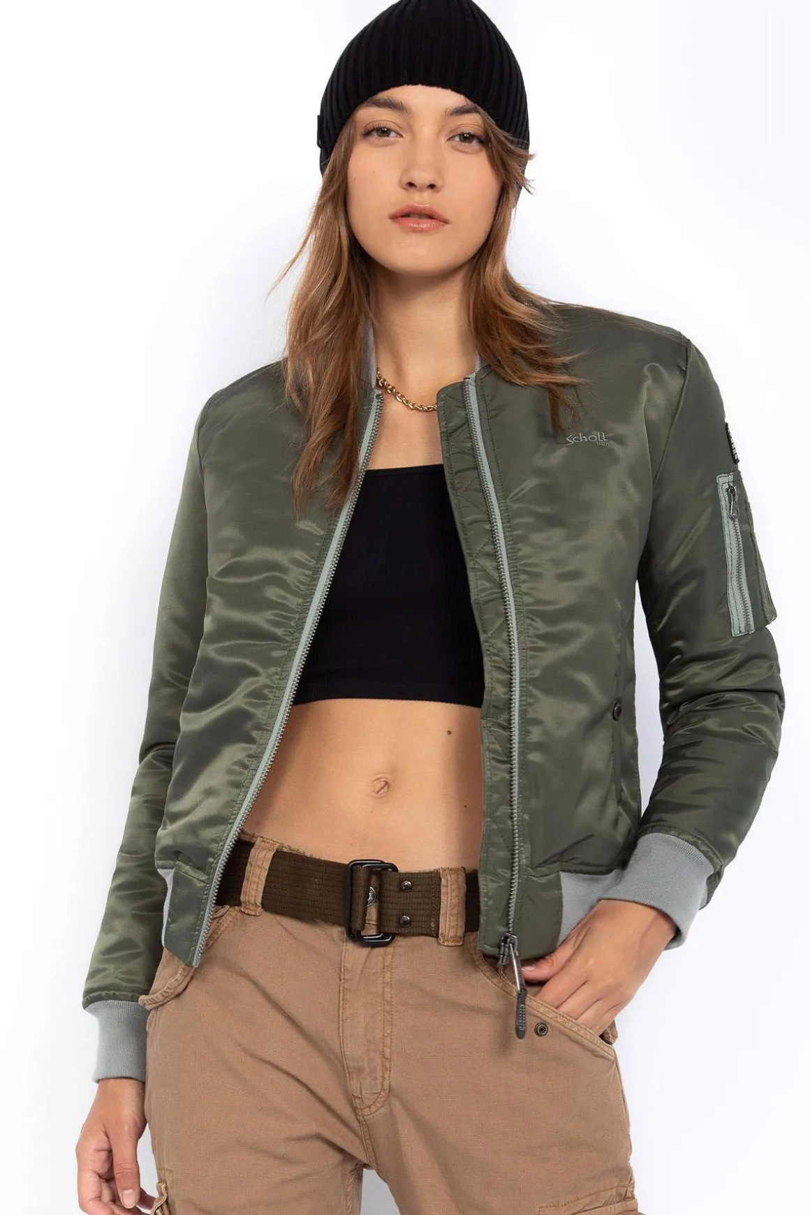 Blouson Femme Schott Airforcewrs Sage Kaki