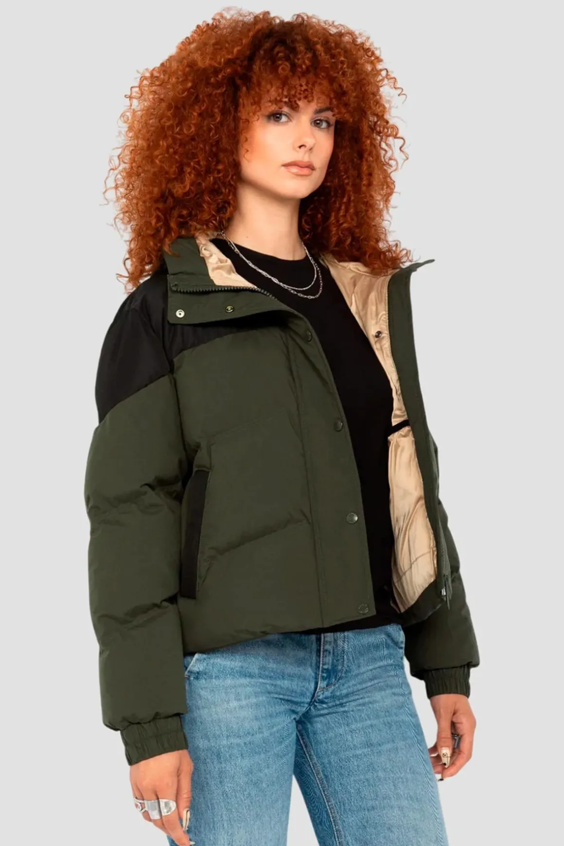 Blouson Femme Schott Bayleew Kaki / Black