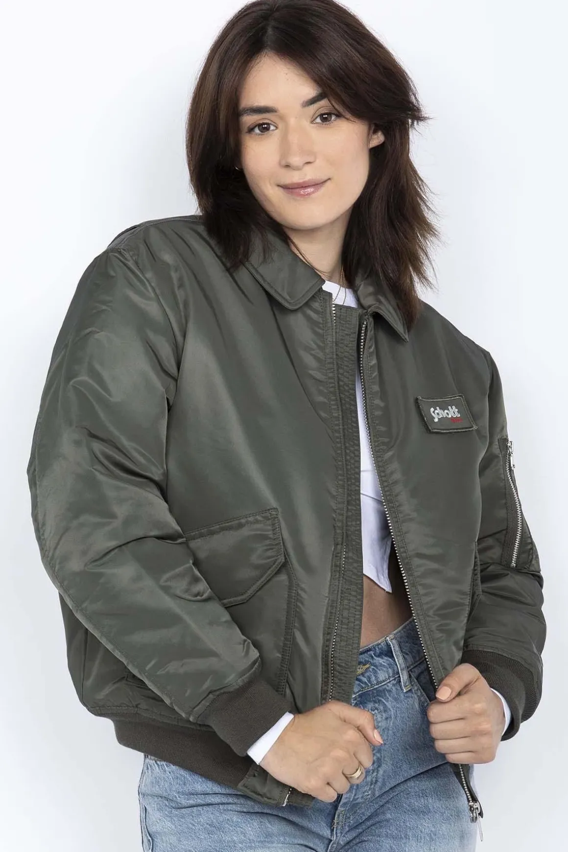 Blouson Femme Schott Danwrs Sage Kaki