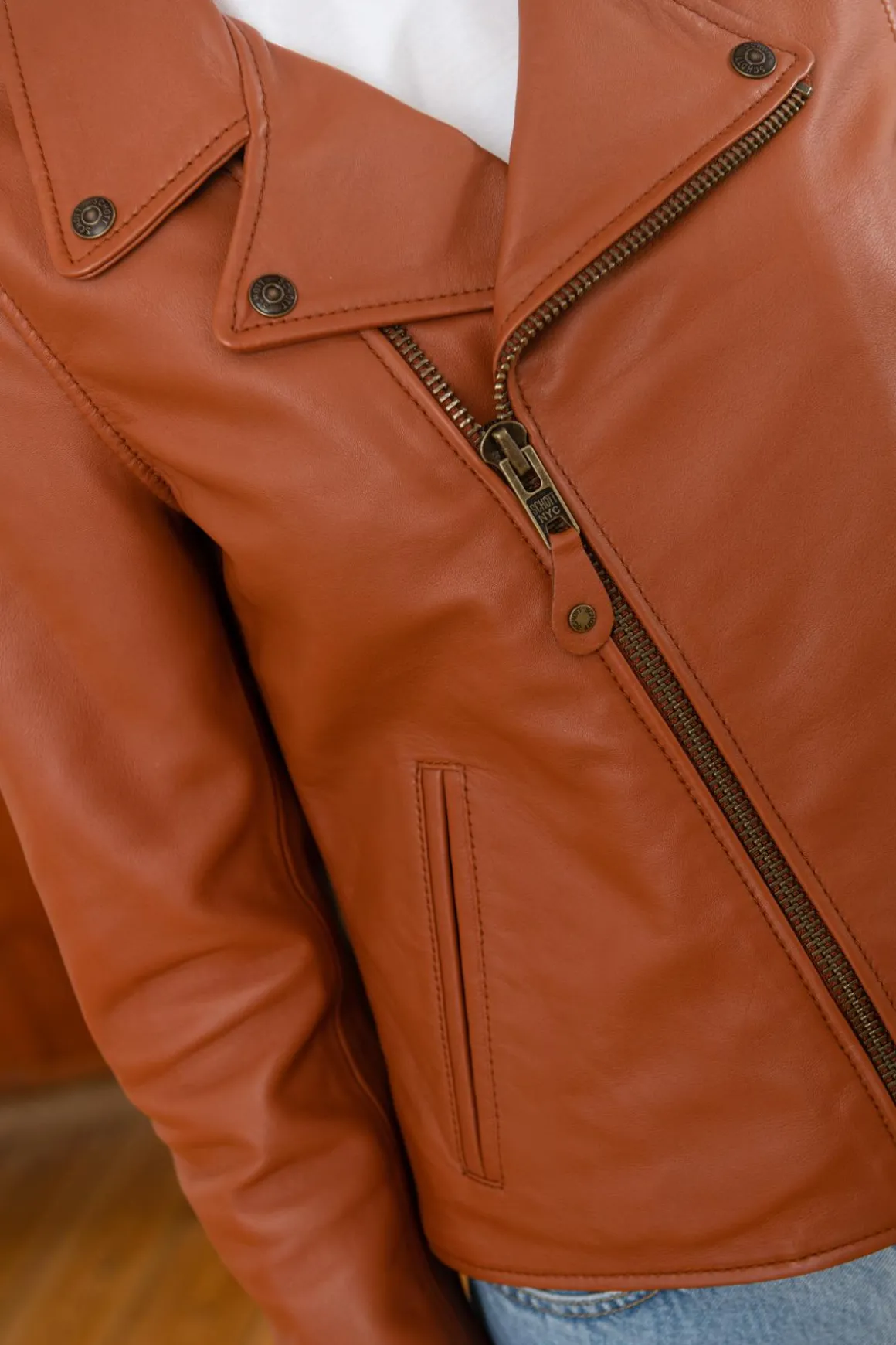 Blouson Femme Schott Lcw8614 Cognac
