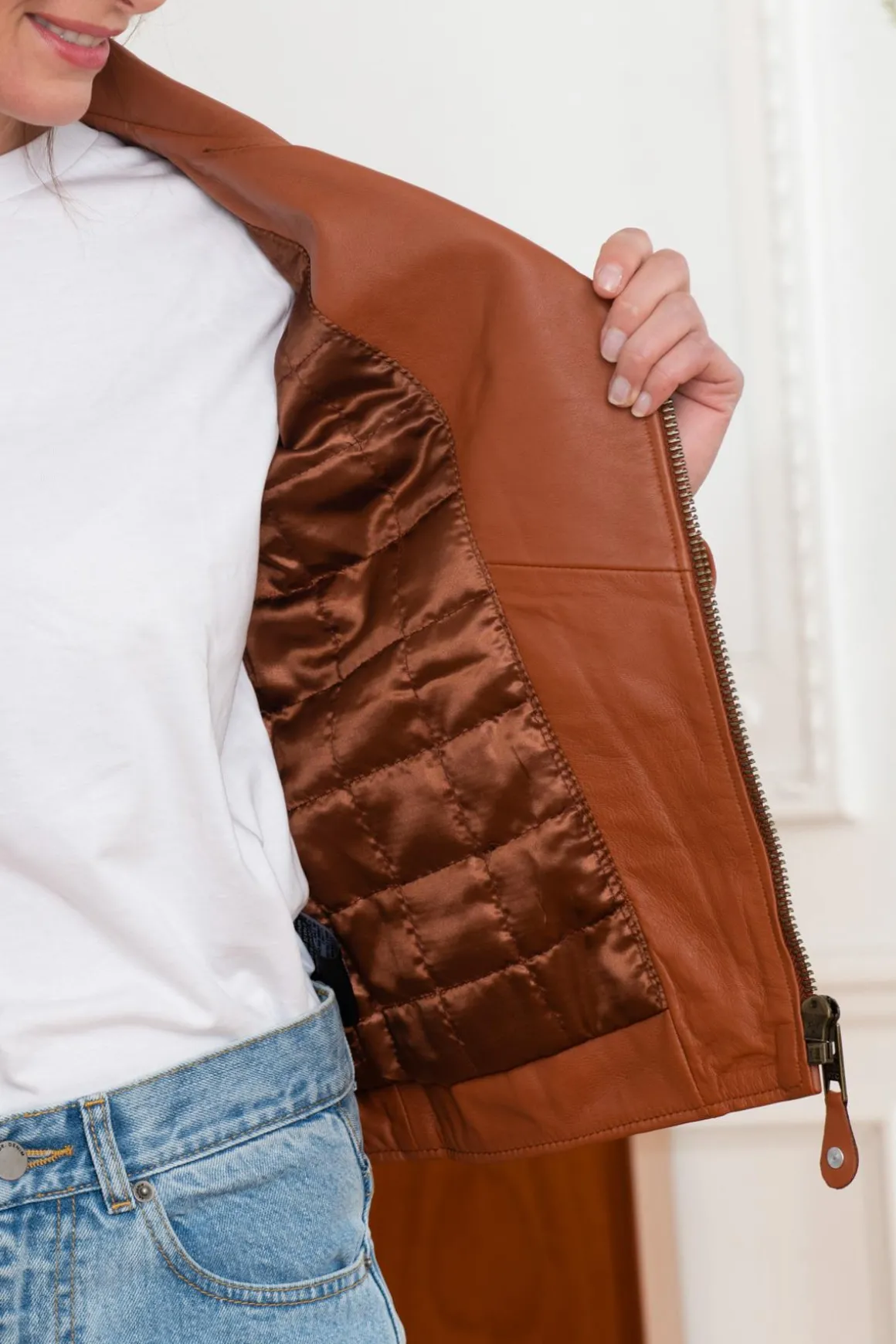 Blouson Femme Schott Lcw8614 Cognac