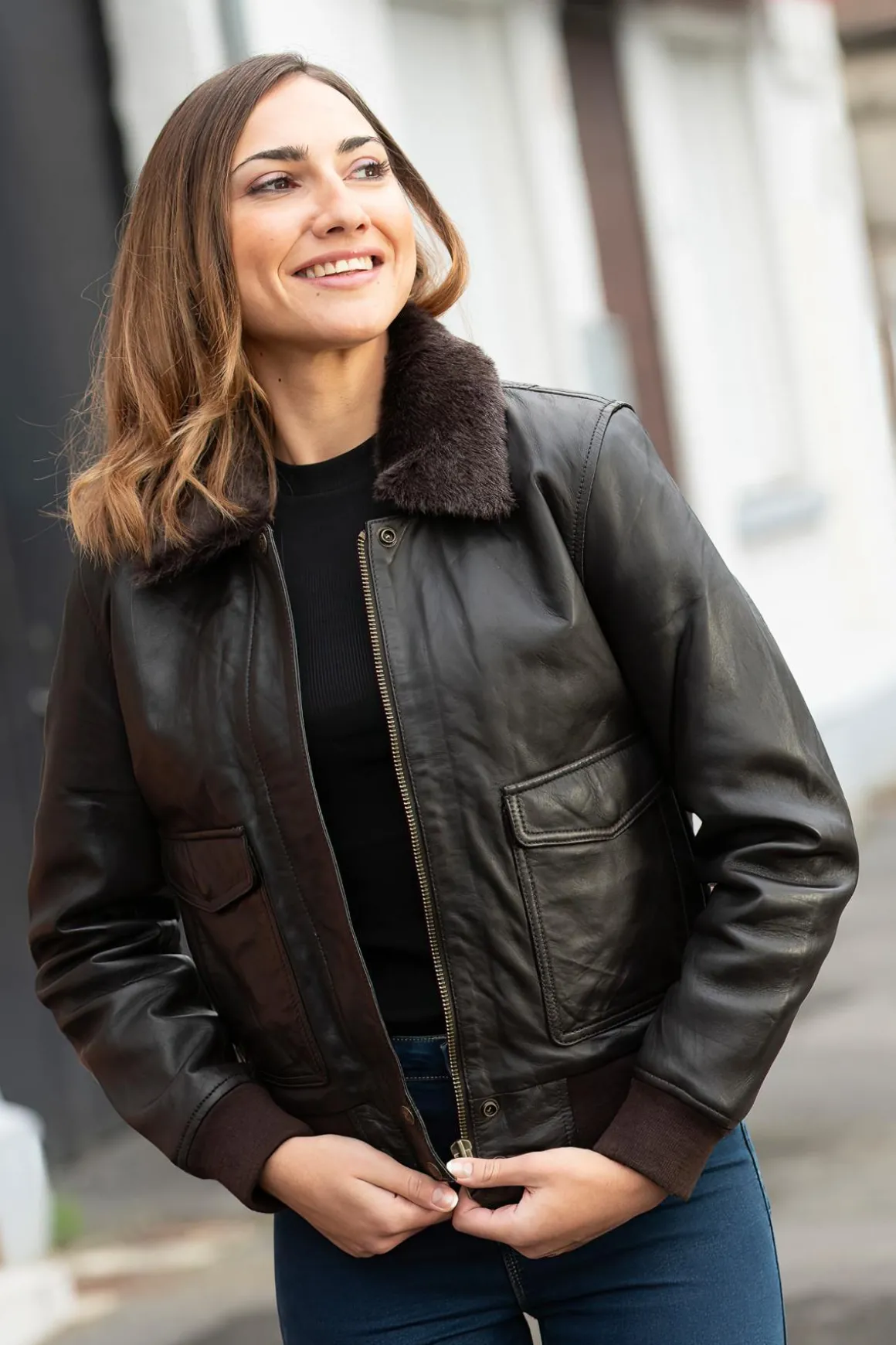 Blouson Femme Schott Lcw9185 Dark Brown