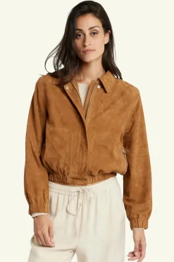 Blouson Femme Serge Pariente Clotilde Goat Suede Cognac