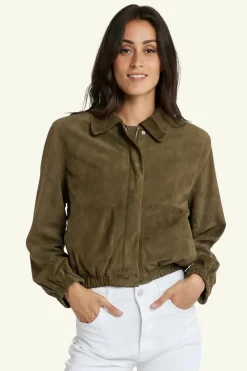 Blouson Femme Serge Pariente Clotilde Goat Suede Khaki