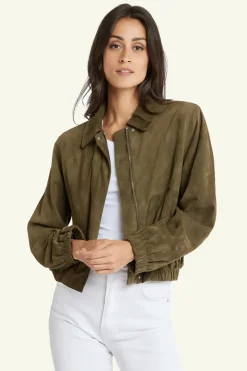 Blouson Femme Serge Pariente Clotilde Goat Suede Khaki