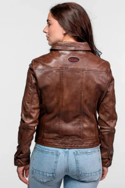 Blouson Femme Von Dutch Jeans Von Lamb Paolo Dark Cognac