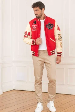 Blouson Homme American College Ac-10 Red Beige