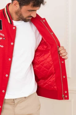 Blouson Homme American College Ac-10 Red Beige