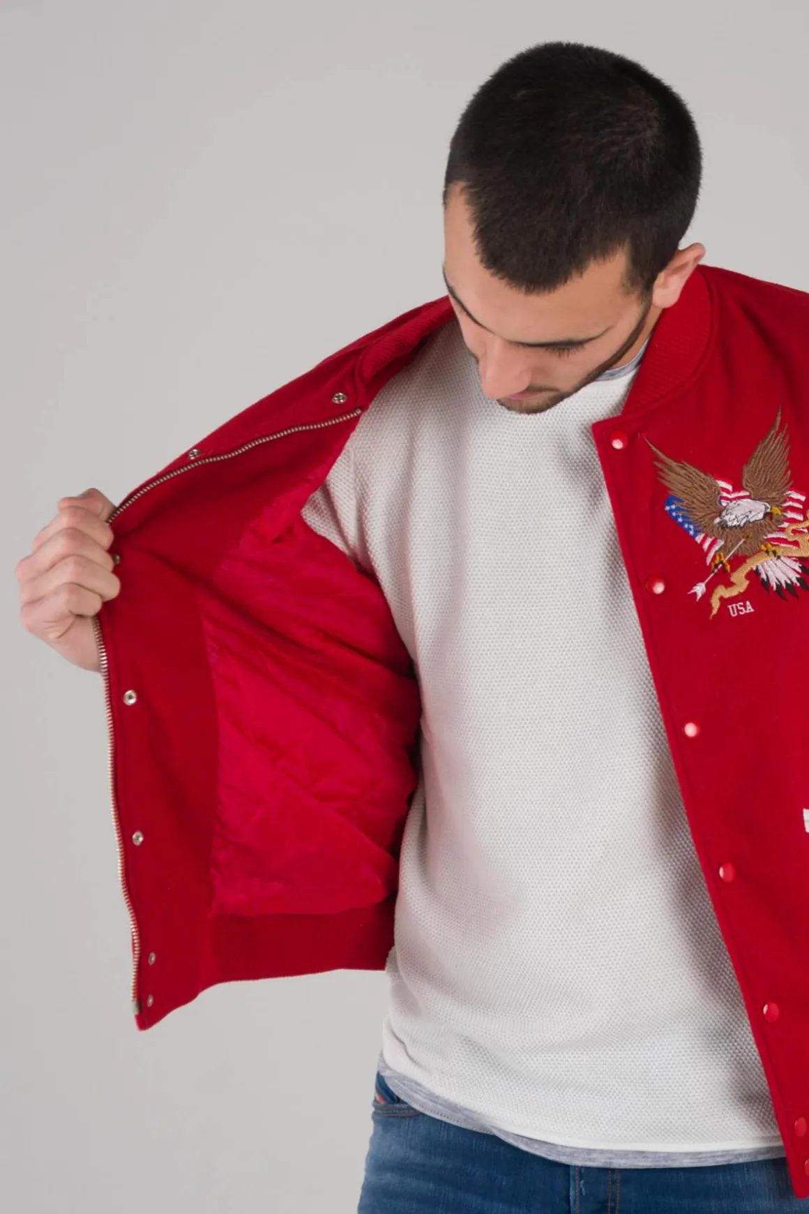Blouson Homme American College Ref 71 Red/White