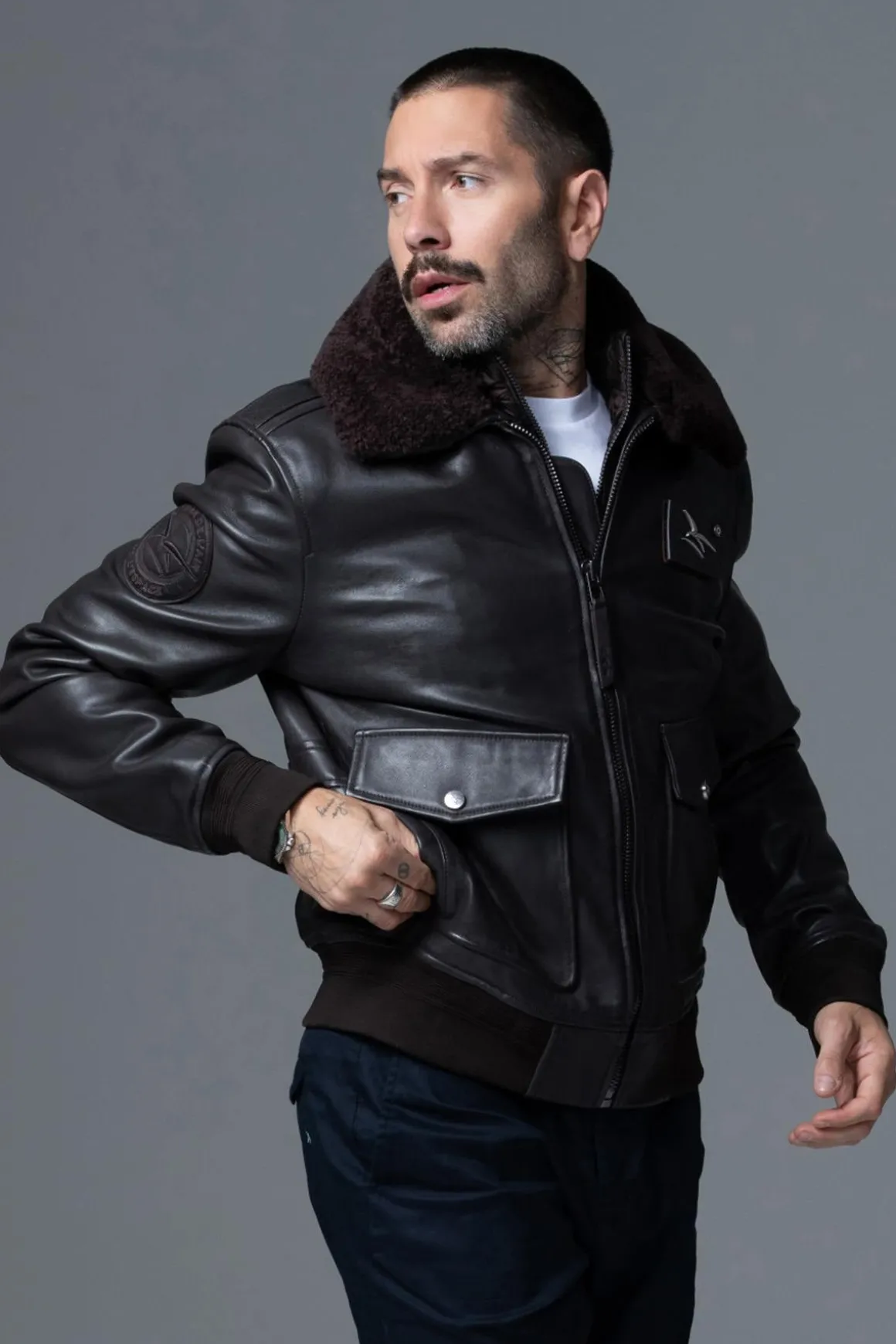 Blouson Homme Armée De L'air Et De L'espace Pilot Atlas Brown