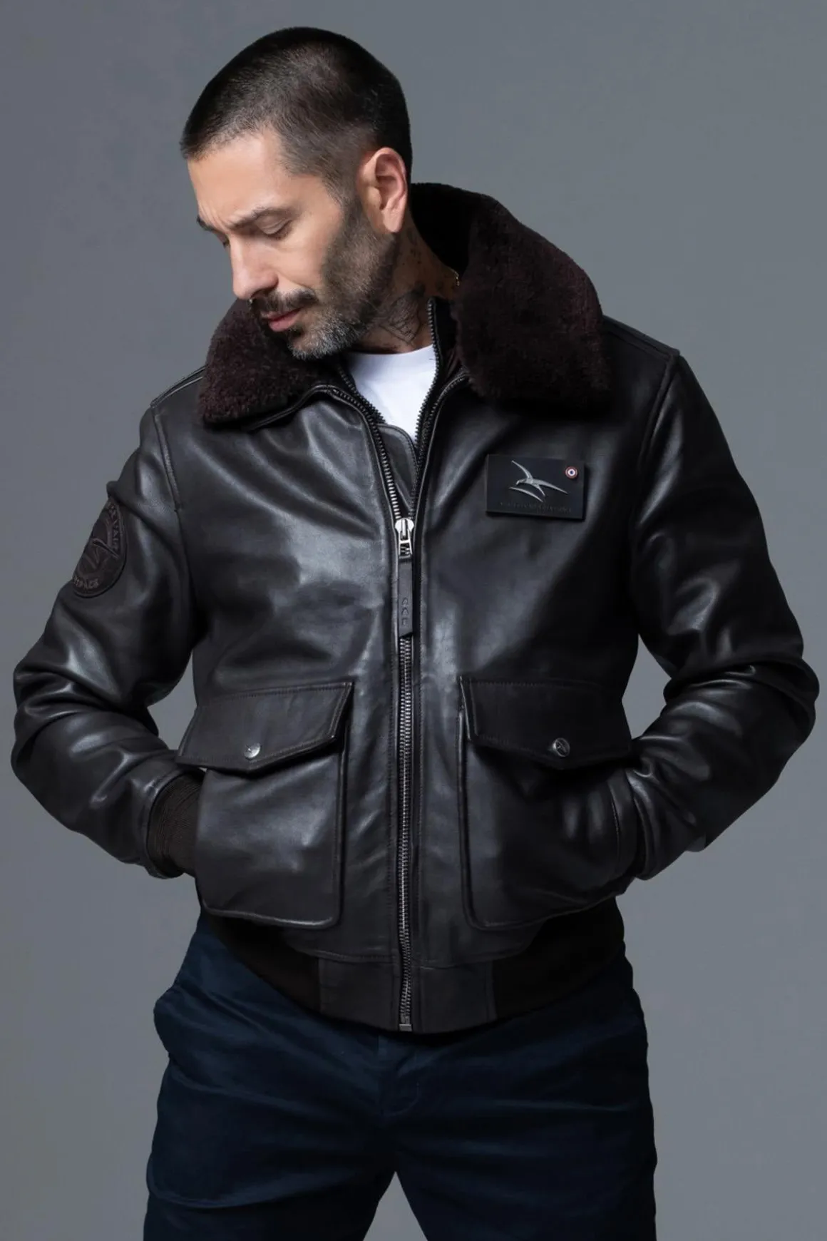 Blouson Homme Armée De L'air Et De L'espace Pilot Atlas Brown