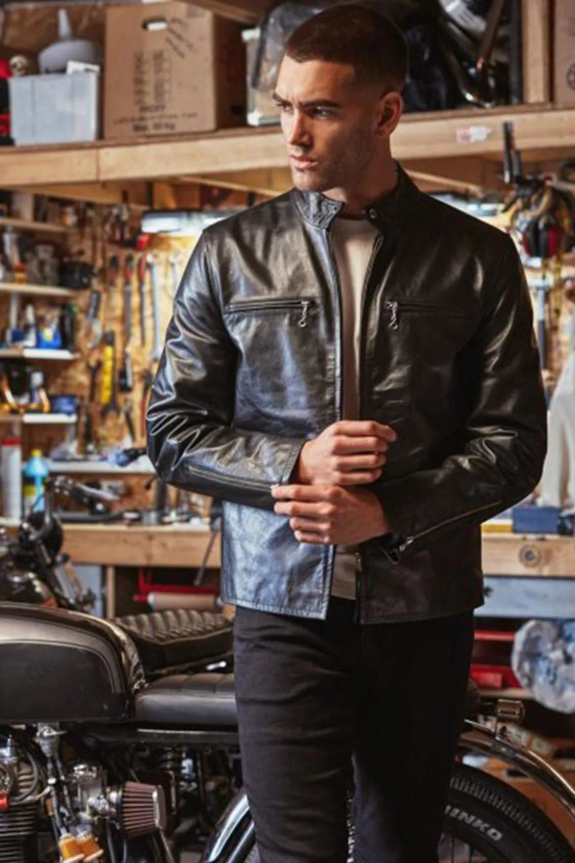 Blouson Homme Avi Leather Cafe Racer