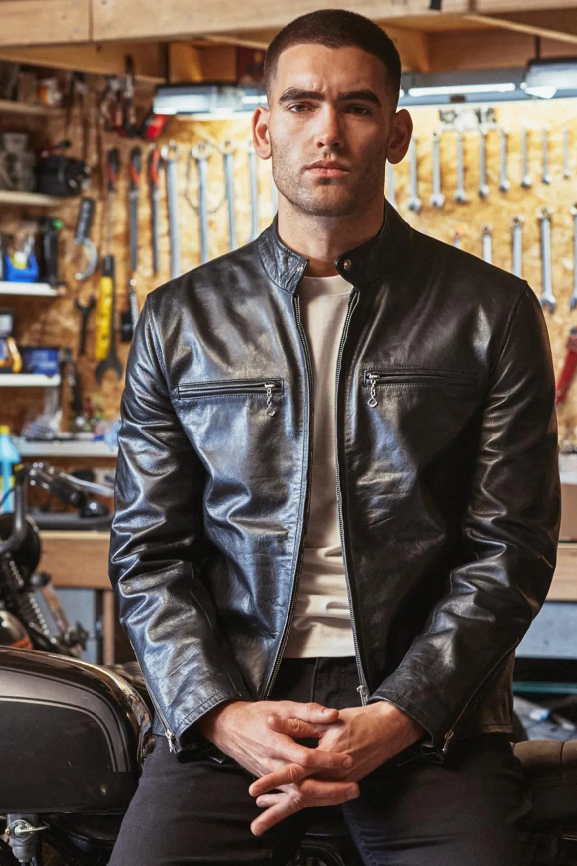 Blouson Homme Avi Leather Cafe Racer