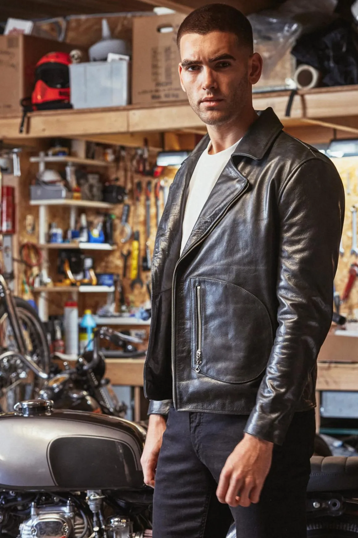 Blouson Homme Avi Leather D-Pocket Jacket