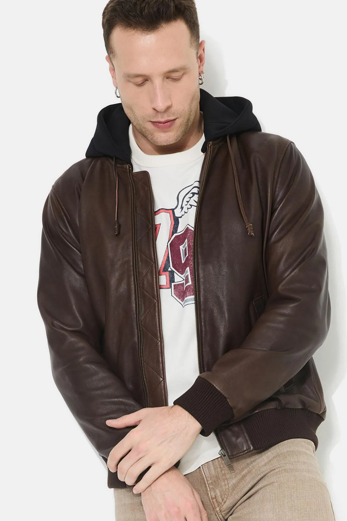 Blouson Homme Chevignon Djibril Cuir Cognac