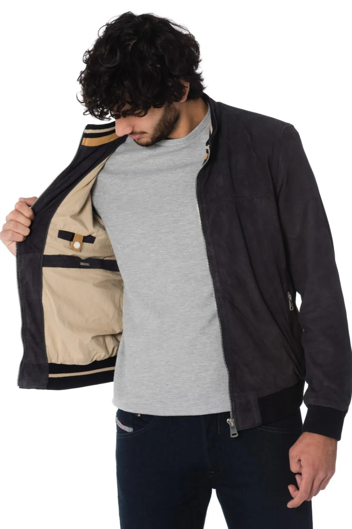 Blouson Homme Cityzen Eridan Goat Suede Navy Zz40