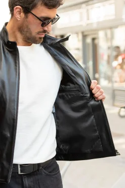 Blouson Homme Cityzen Miguel Agneau Perle Noir