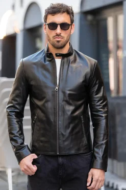 Blouson Homme Cityzen Miguel Agneau Perle Noir