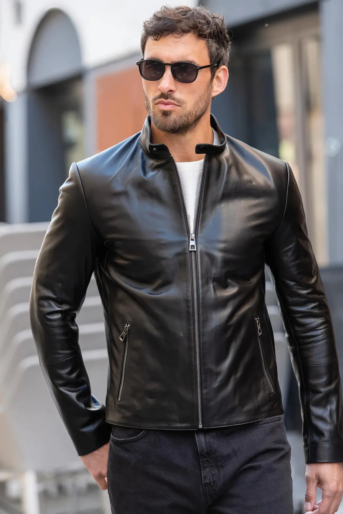 Blouson Homme Cityzen Miguel Agneau Perle Noir