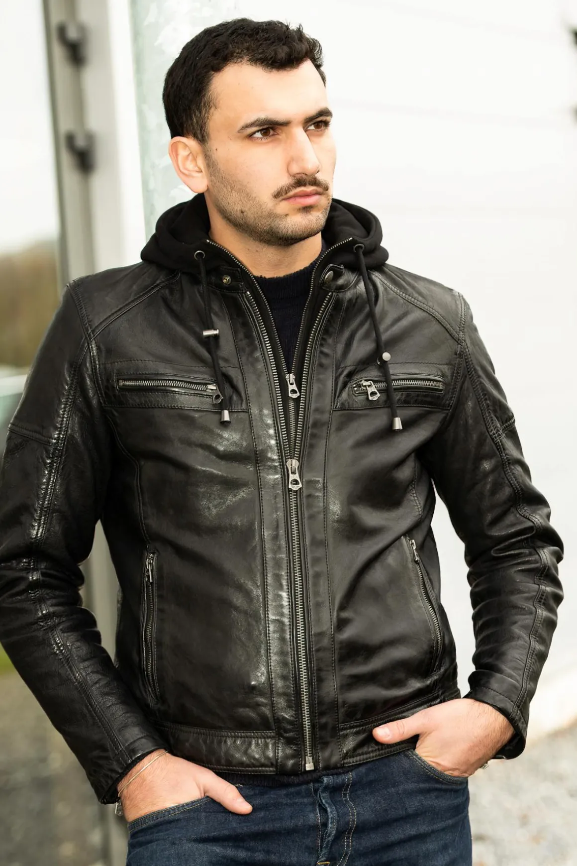 Blouson Homme Daytona Bishop Hood Lamb Paolo Black