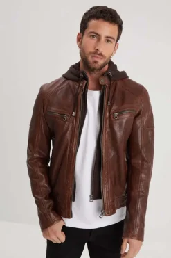 Blouson Homme Daytona Bishop Hood Lamb Paolo Dark Cognac