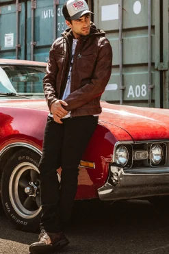 Blouson Homme Daytona Bishop Hood Lamb Paolo Dark Cognac