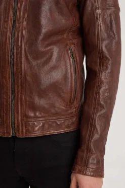 Blouson Homme Daytona Bishop Hood Lamb Paolo Dark Cognac