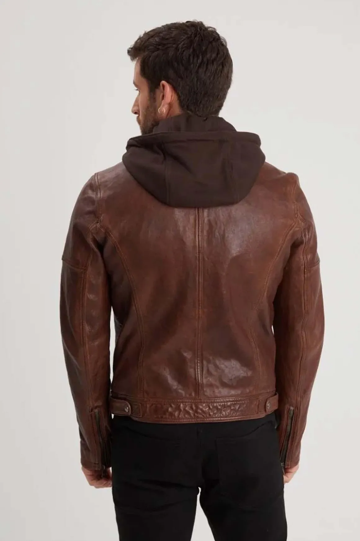 Blouson Homme Daytona Bishop Hood Lamb Paolo Dark Cognac
