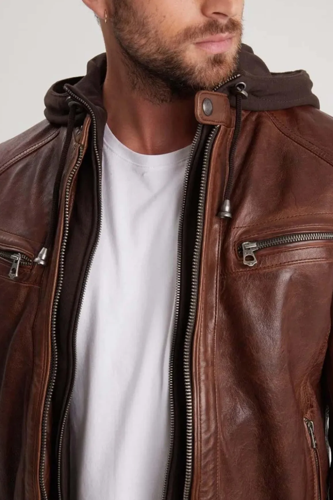 Blouson Homme Daytona Bishop Hood Lamb Paolo Dark Cognac