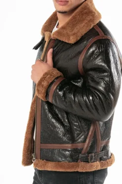 Blouson Homme Daytona Bombardier Dfh Huile Black/Cognac