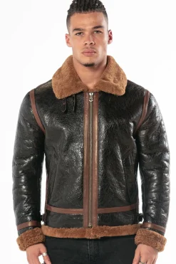 Blouson Homme Daytona Bombardier Dfh Huile Black/Cognac