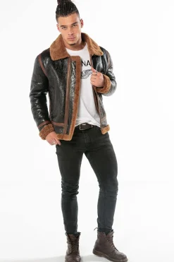 Blouson Homme Daytona Bombardier Dfh Huile Black/Cognac