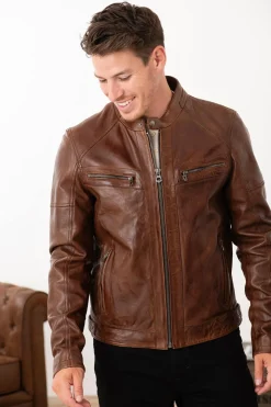 Blouson Homme Daytona Collins Lamb Paolo Dark Cognac