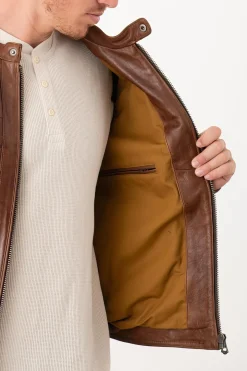 Blouson Homme Daytona Collins Lamb Paolo Dark Cognac