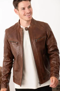 Blouson Homme Daytona Collins Lamb Paolo Dark Cognac