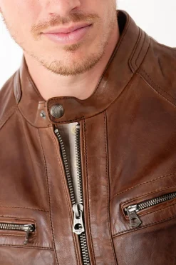 Blouson Homme Daytona Collins Lamb Paolo Dark Cognac