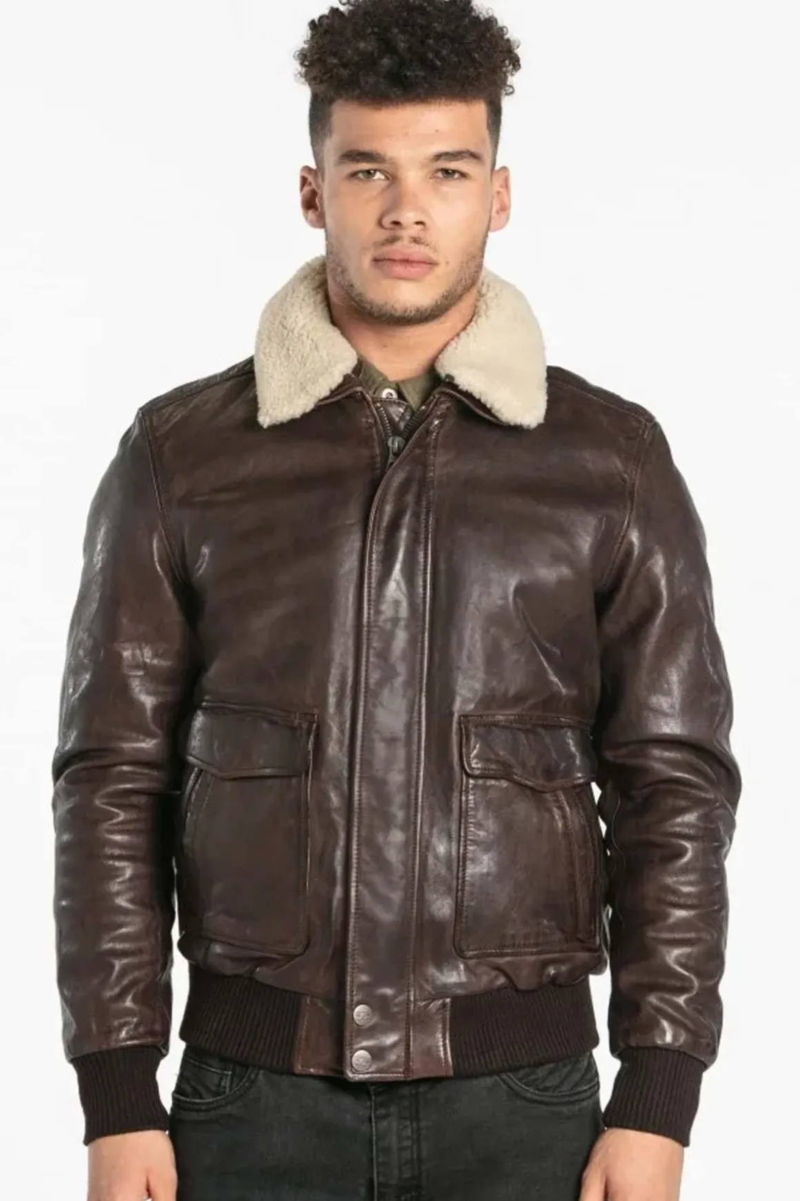 Blouson Homme Daytona Corsair Fur Sheep Petrol Brown