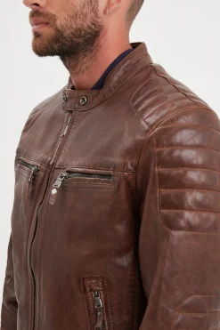 Blouson Homme Daytona Cruces Lamb Paolo Dark Cognac