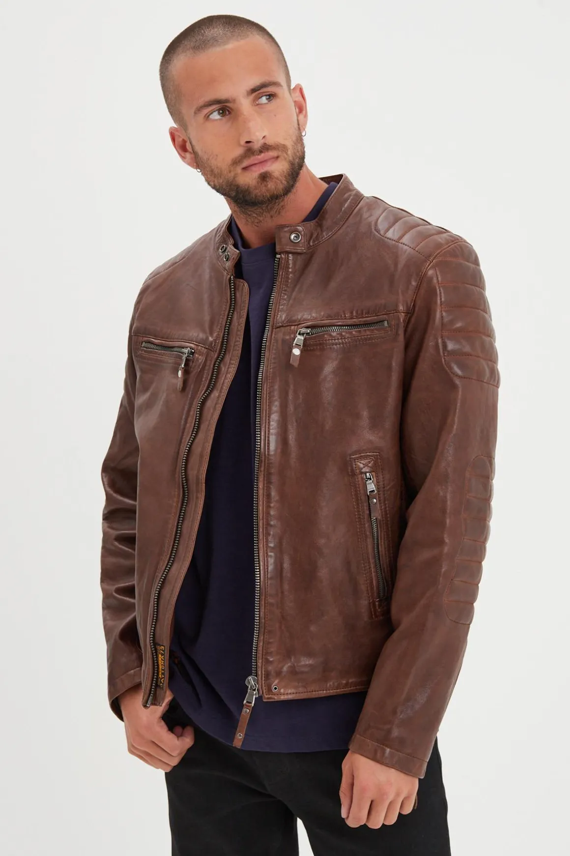 Blouson Homme Daytona Cruces Lamb Paolo Dark Cognac