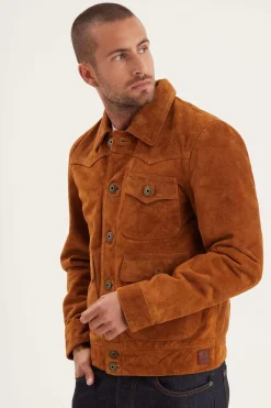 Blouson Homme Daytona Douglas Buffalo Suede Jacket Cognac