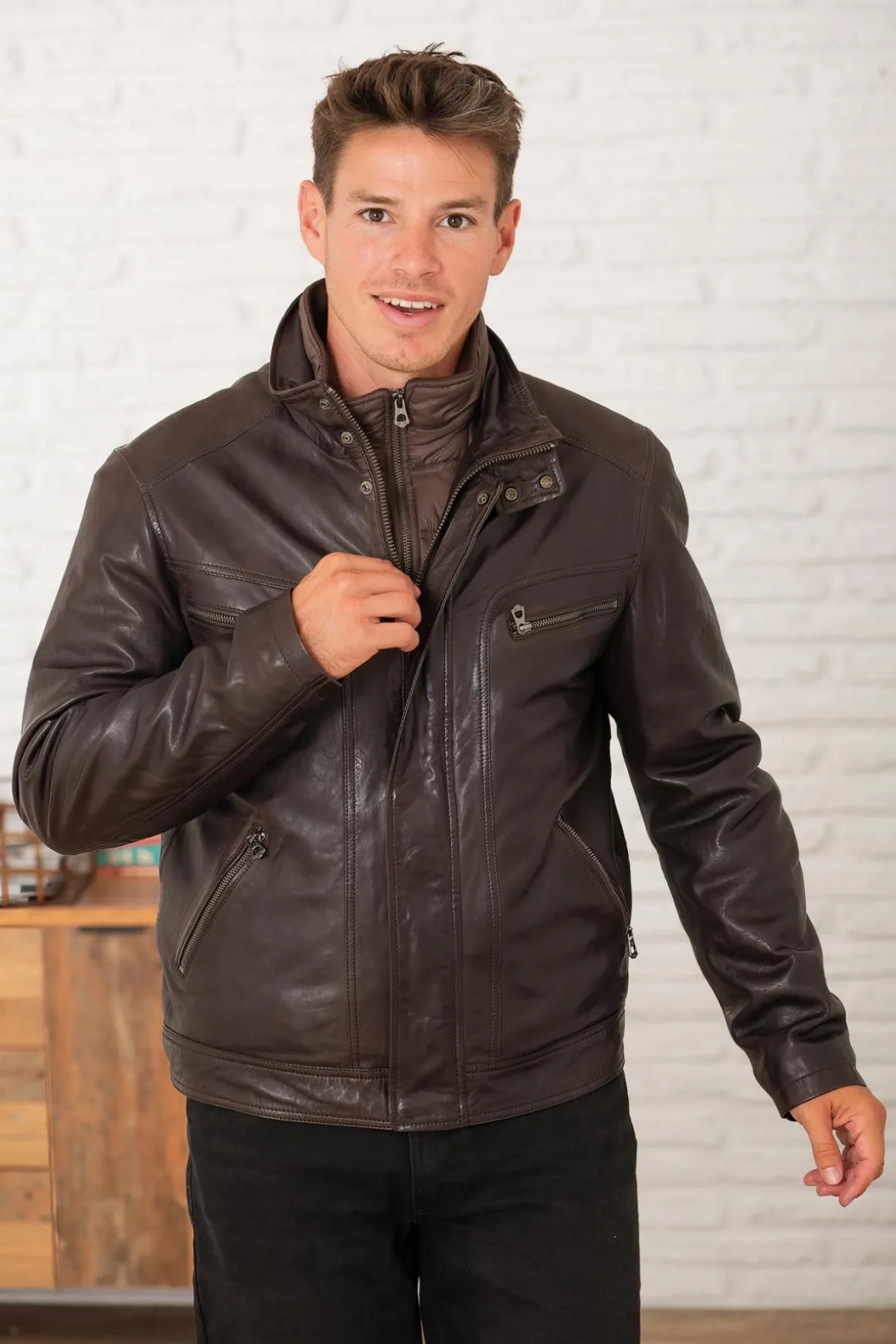 Blouson Homme Daytona Falconero Ic Lamb Zenith Brown